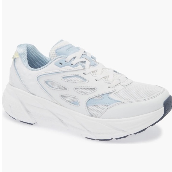 Hoka OneOne Women’s Clifton L Walking Sneaker White and Blue SZ 12